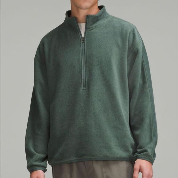 Lululemon Oversized Fit Fleece Half Zip Pullover Mens Large Athleisure Green - Picture 1 of 10